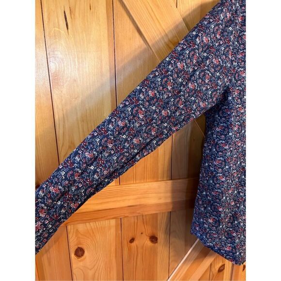 EXPRESS Button Up Long Sleeve Floral Modern Fit Shirt Men's Large 16-16.5 Navy ( - Picture 2 of 6